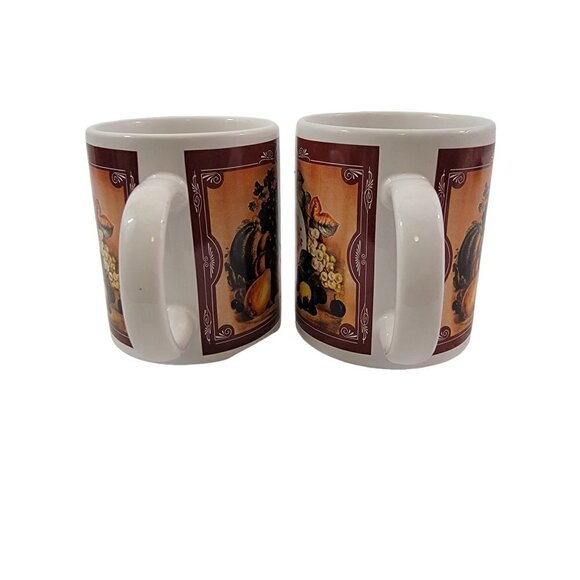 CURRIER &IVES Houston Harvest Early Winter 12 Oz Ceramic Cup Mug Fruit Graphic - Picture 16 of 16